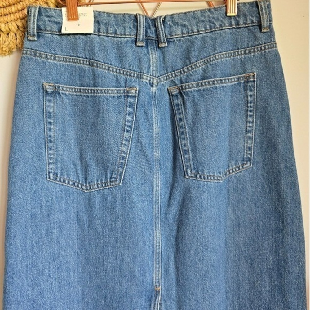 Mango MNG NEW Long Maxi Medium Wash Denim Jean Skirt SZ Large Coastal Cowgirl - Picture 6 of 12